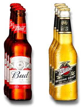 Bud Bier & Miller Genuine Draft Amerika Mix - USA 6 x 330ml - Inklusive Haus der Biere Berlin Bierdeckel