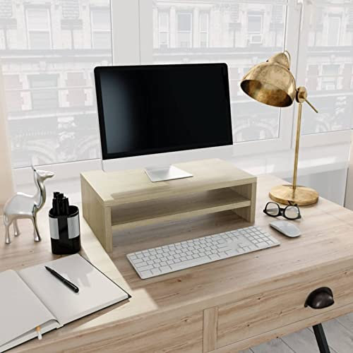 Gecheer Monitorständer Schreibtischaufsatz Monitorerhöhung Bildschirm PC Regal Aufsatz Bildschirmerhöhung Bildschirmständer PC Bildschirmerhöhung Sonoma-Eiche 42x24x13 cm Holzwerkstoff