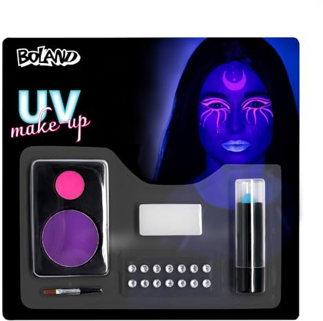 Boland - Schminkset für Halloween, leuchtendes UV Make-Up und Zubehör, Schminke für Fasching und Mottoparty