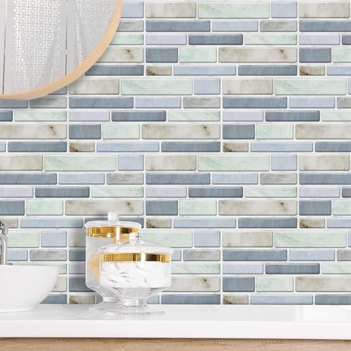Fliesenaufkleber, 10 x 20 cm, Cyanblau, Küchenfliesenaufkleber for Badezimmer, for Aufkleben auf Wandfliesen, Backsplash for die Küche (Color : Blu, Size : 54 pack)