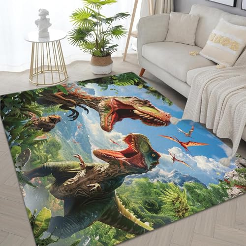 Mattor dinosaurie värld 120 x 180 cm fluffiga vardagsrumsmattor lurviga mattor sovrumsmatta stor matta mjuka barnrumsmattor bekväm golvmatta för heminredning