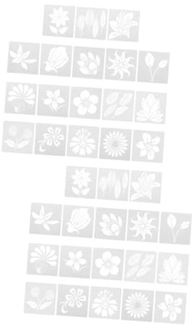 SEWACC 4 Sätze À 18 Stück Malvorlage scrapbbok bastelzeug pastellkreide stoffkreide Kinder zeichnen Formen Kunst Schablonen Vorlagen für Blumenmalerei Pflanzen Blumen Schablonen