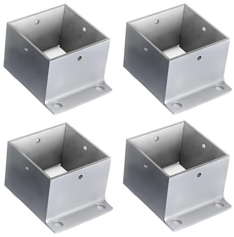 Heavy Duty Post Support Bracket for Concrete/Wood, Deck/Pergola/Mailbox, 1 2 4 Pcs Square Farm Fence Post Anchor, Thicken Railing Post Holder Easy Installation(4pcs,190x190x130MM)