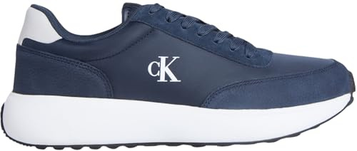 Calvin Klein Baskets Homme Athleisure Laceup en Cuir, Bleu (Calvin Navy/B White/Oyster Mushroom), 42
