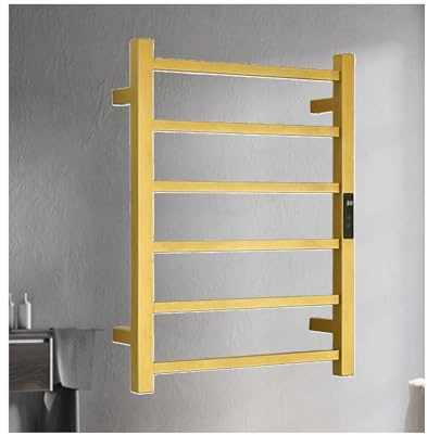 WRJAHCG Secatoallas Electrico Pared con Temporizador,Control Táctil Toallero De Baño Electrico,Radiador Electrico Bajo Consumo Termostato,Oro,Right Line