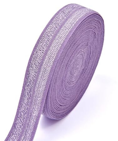 Cinta elástica de goma para coser, cinta al bies, cinta de costura, elástica para coser, cinta decorativa para manualidades, decoración de ropa, decoración del hogar, color morado claro, 15 mm x 5 m