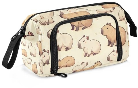 Mnsruu Federmäppchen mit großem Fassungsvermögen, Lazy Capybaras, Stifteetui, Schreibwaren-Tasche, Schule, Uni, Büro, Organizer für Teenager, Erwachsene, Studenten, Lazy Capybaras, Einheitsgröße,
