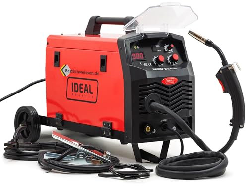 Bestschweissen Ideal Praktik MIG MAG saldatrice a gas di protezione 200 Amp – Inverter saldatrice 3 in 1 FLUX MMA 230 V, filo di riempimento, saldatrice senza gas, saldatrice a mano con avanzamento