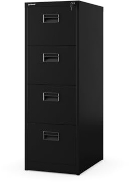 Jan Nowak Hängeregistraturschrank V005 Hängemappenschrank Hängeregisterschrank Aktenschrank mit 5 Schubladen Pulverbeschichtung Stahlblech 162 cm x 46 cm x 62 cm (H x B x T) (Schwarz)