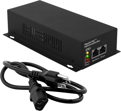 Leehitech 90W PoE++ Injektor IEEE 802.3af/at/bt, Gigabit LAN 1000Mbps | 100m Reichweite, Plug & Play, automatische Erkennung, für PTZ IP-Kameras, Access Points, Wand & Tischmontage