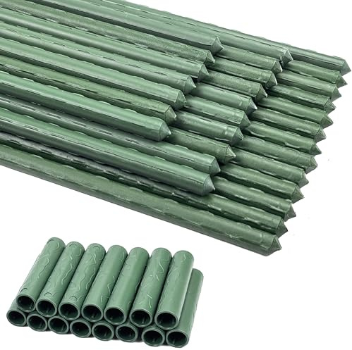30 Stück Pflanzstäbe 11 mm x 40 cm Grüne Kunststoffbeschichteter Stahlkern Rostfrei Pflanzenstützstangen für Pflanzen Rankhilfe Gurken Tomatenstäbe für Kletterpflanzen Blumenhalter Rankstab