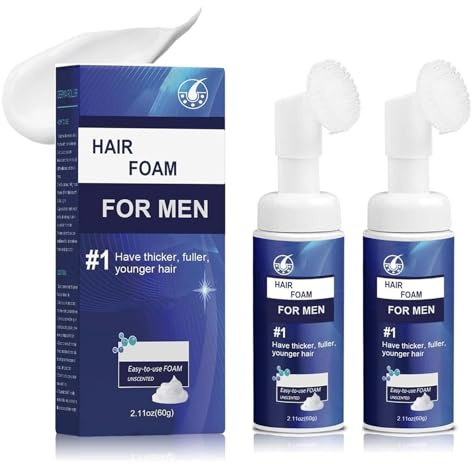 Men's Hair Care Foam, Sanft zur Kopfhaut, Haare reparieren und die Haare Stärkt Haarwurzeln, Foam für mehr Volumen und Glanz, Haarschaum ideal für feines Haar (60ml, 2p)