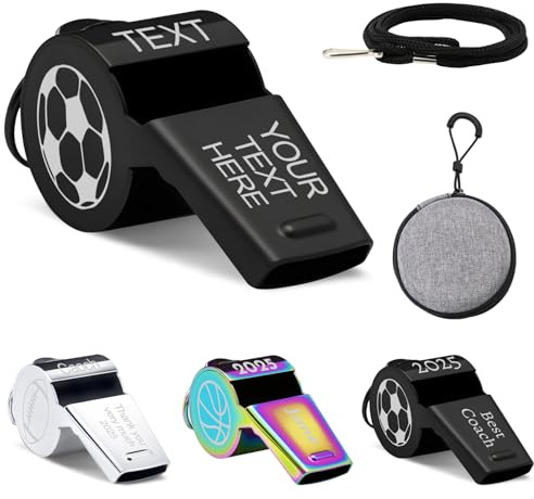 Reuhen Sifflet Personnalisé avec Gravé Texte et Logo, Sifflet Sonore Fort et Net Idéal pour Arbitre, Entraîneur, Enseignant, Basketball, Football (Style-2)