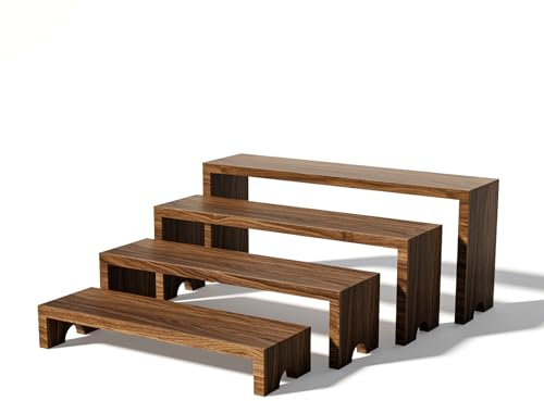 DIRXVMC Large Wooden Tiered Riser Display Stands for Vendor Events,Stackable Wooden Cupcake Stand,Farmhouse Decor Wood Dessert Table Display Set,Food Display Risers for Party (Dark Brown, 1 set)