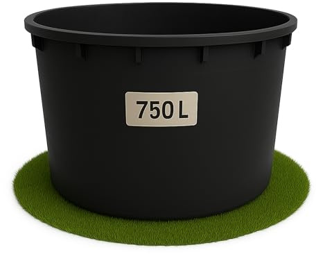 Ondis24 Regentonne 750 Liter, Regenfass XXL, Regenwassertank aus schwarzem Kunststoff, Wasserfass, Robust & UV-Beständig, Wasserspeicher Fass