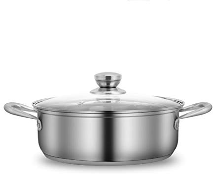 Stainless Steel Braising Pan 32cm Saute Pan with Toughened Glass Lid & Heat Resistant Handles Durable Cookware for Stir Frying Searing & Braising
