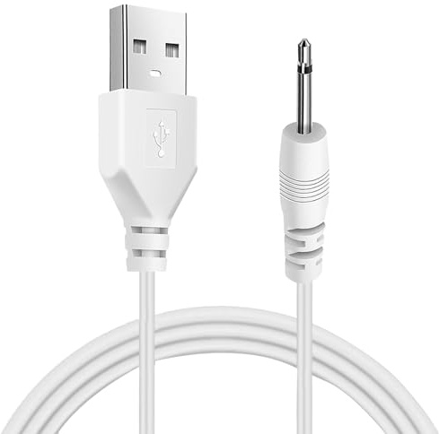 HEIZHU Vibrator Charger, 2.5mm DC Jack to USB Charger Cable Lead for Rechargeable Massager Wand, 1M White