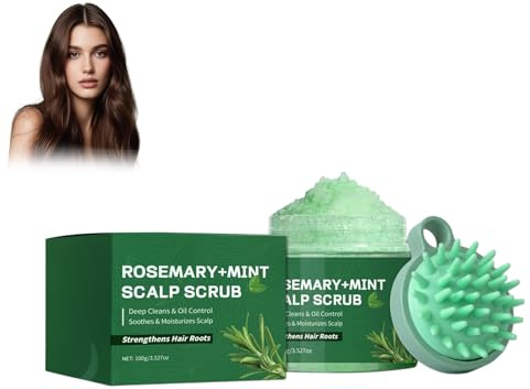 Wonsters Shampoo esfoliante per cuoio capelluto al rosmarino, trattamento per capelli purificante e per la rimozione dei residui con massaggiatore in silicone per cuoio capelluto, Hair Scrub