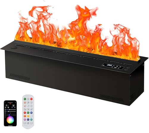 BESTXH Caminetto A Vapore Acqueo 3D con Effetto Fumo E Fiamma Realistici, Colori della Fiamma Regolabili, Ideale per Creare Un'Atmosfera Suggestiva in Camere da Letto, Uffici,Nero,200cm
