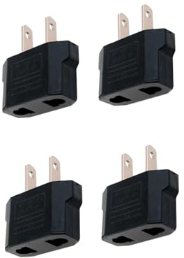 MultiAccesorios Pack de 4 Adaptador Enchufe Europeo a Americano, Conversor EU a US Tipo C/E/F a Tipo A, Adaptador de Viaje para Estados Unidos, Japón, México, Canadá y China, Negro