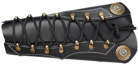 Bågskytte armskydd handgjord kohud läder armskydd båge handskytte handske justerbar för skydd handske unisex armband armskydd för bågskytte (svart)