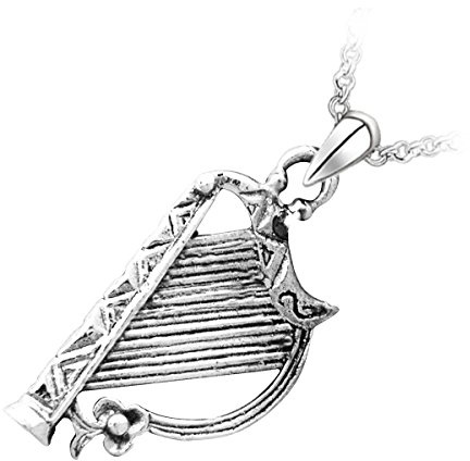 GWG Jewellery Anhänger Halskette 18ct Weißvergoldete keltische Harfe in Geschenkbox für Frauen