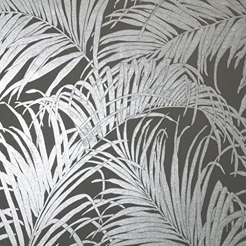 Arthouse Palm Gunmetal Grey Wallpaper 903305