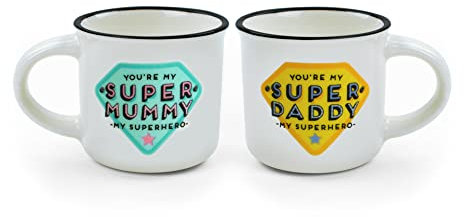 LEGAMI - Espresso For Two, 2 tasses à café en porcelaine New Bone China, capacité 50 ml, thème Mum and Dad, lavables au lave-vaisselle, utilisables au micro-ondes