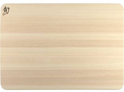 Shun Cutlery Extra großes Hinoki-Schneidebrett mit Rille, 50,8 x 35,6 cm, XL-Schneidebrett aus Holz, mittelweiches Holz, bewahrt Messerkanten, Forest Stewardship Council zertifiziert, japanisches