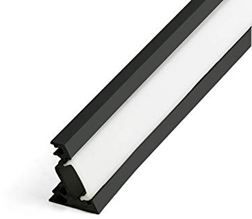 DQ-PP Profilo a LED in alluminio | Corner 30 gradi | 2 m | nero | copertura in vetro latte | 4 clip e senza tappi terminali | Barra in alluminio per strisce LED