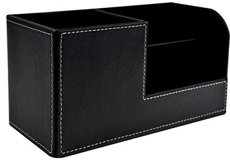 Chstarina Organizador De Escritorio, Multifunzionale Soporte De Escritorio En Elegante Cuero Negro De PU, Organizador de Oficina ParaTeléFonos, PapeleríA, Tarjetas De Visita, BolíGrafos