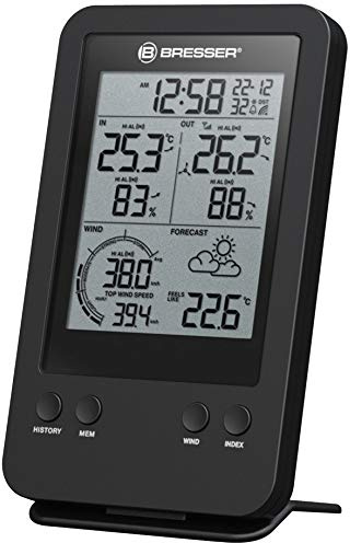 Bresser zusätzliche Basisstation für 7002531 Profi Windmesser Funk Wetterstation mit integriertem Wecker