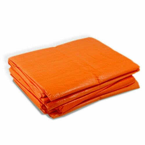 Orange Tarpaulin Waterproof with Eyelets, Cover Sheet Cover Made of 90g/sm Outdoor Furniture Garden, Builders, Multi sizes (5m x 5m / 16ft x 16ft)