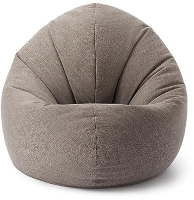 Lumaland Interior Line Sittsäck 120 x 80 x 75 cm, 2-i-1 sittsäck inomhus med 300 l fyllning, linneeffekt, ljusgrå