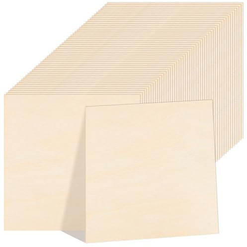 LOLYSIC 50 Pezzi Pannelli in Legno Balsa 15 x 15 cm, Dischi e Quadrati in Legno Naturale, Ritagli per Lavori Fai da Te, Pittura, Tintura, Intaglio, Sottobicchieri