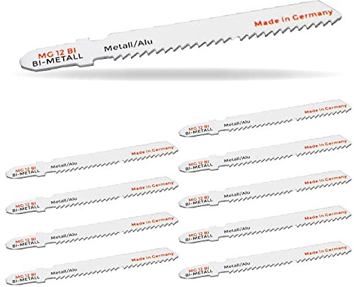 10x Universal Stichsägeblatt MG 12 bi Bimetall für Stahl und rostfreie Stähle, Bundmetall, Aluminium - 76,5x7,8x1,0 mm, ZPZ 16 - Made in Germany - kompatibel z. B. mit Black&Decker AEG Bosch