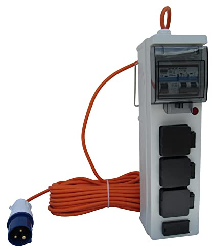 Mobile Mains Hook Up 15M Cable With 3 Plug Sockets 2 USB Ports - Caravan Camping