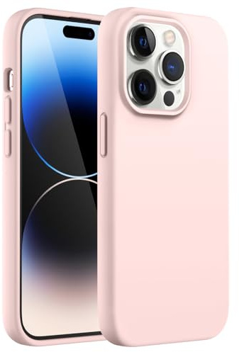 JETech Silikon Hülle für iPhone 14 Pro Max, Rosa | Seidig Weiches Gefühl, Stoßschutz, Kratzfest, Mikrofaser-Innenfutter
