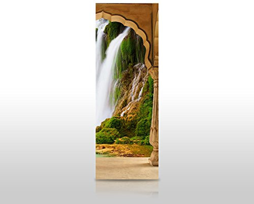 wandmotiv24 Duschrückwand Säulen - tropischer Wasserfall 70 x 200cm (B x H) - Acrylglas 4mm M0596