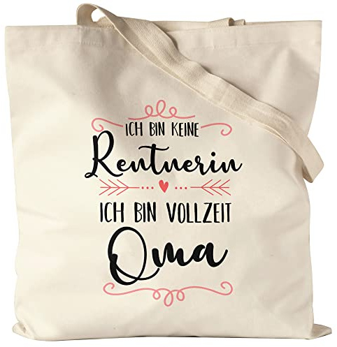 Hey!Print Keine Rentnerin sondern Oma Jutebeutel Stoffbeutel Canvas Lustig Spruch Geschenk Rente Ruhestand Pension Omi