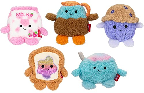 BumBumz BreakfastBumz Lot de 5 Peluches BreakfastBumz de 11,4 cm – Muffin aux myrtilles, mélisse, café Colton, Pain grillé avec Confiture Arc-en-Ciel Timothy, céréales Cyrus et Lait de Fraise Sunday