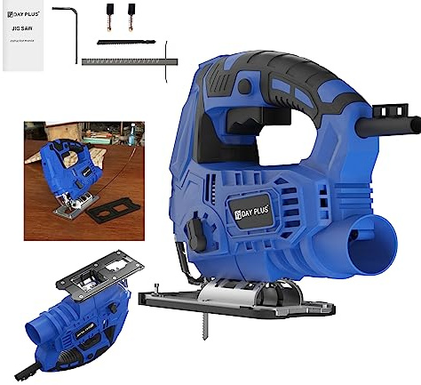 700W Electric Jigsaw to Cut Wood and Metal, Portable Jigsaw Cutting Depth 10cm Wood, 3cm Plastic, 1cm Steel, 4 Orbital Settings, 45° Bevel Adjustment, 6 Variable Speed Jigsaw with 2m Cable