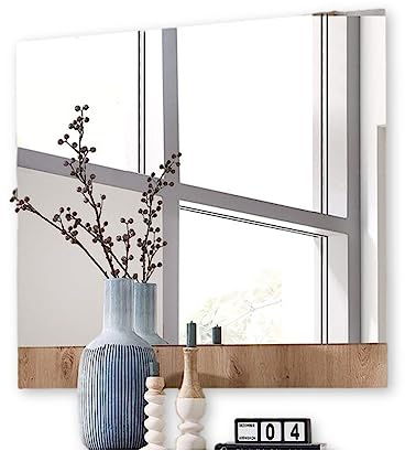FUN Wandspiegel in Artisan Eiche Optik - Vielseitig einsetzbarer Spiegel für Flur & Garderobe - 84 x 84 x 2 cm (B/H/T) | Quadratischer Spiegel für Flur und Garderobe, natürliche Ästhetik, fertig montierte Lieferung zur Wandmontage