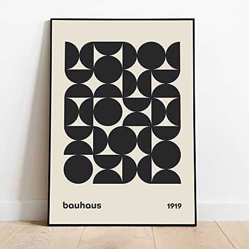 Bauhaus abstrakte Illustration Leinwand Malerei Mid Century Druck Vintage Ausstellung Poster schwarz Wand Kunst Bilder Home Decor (Color : A, Size : 60X90cm No Frame)