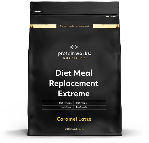 Protein Works - Diet Meal Replacement Extreme Shake, 200 Calorie Meal, High Protein Meal, Supports Weightloss, 8 Servings, Caramel Latte, 500g
