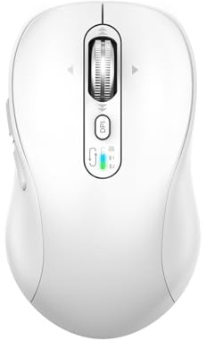 Ratón inalámbrico Bluetooth recargable, USB + BT×2, mouse silencioso para computadora multidispositivo, metal de 4 vías superdesplazamiento, ± 3200 DPI, 10 botones, Plug & Play, ratones inalámbricos