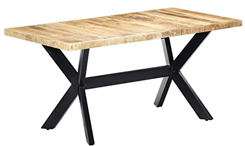 vidaXL Dining Table 160x80x75 cm Solid Rough Mango Wood