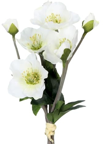 CREATIV green künstliches Christrosen-Arrangement 35cm in weiß I Christrosen künstlich mit naturgetreuen Blüten I hochwertige Blumen künstlich ideal als Indoor- oder Weihnachts-Deko