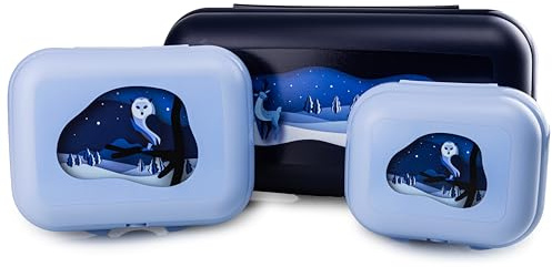 Tupperware Eco+ Winterzauber Lunchbox To Go Maxi-Twin Hellblau Wintereule + Mini-Twin Wintermotiv (inkl. Ausstechform)