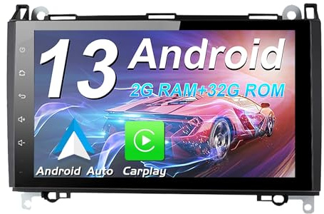 Androidradio para Mercedes Benz W169 W245 Viano Vito W639 Sprinter con Bluetooth Android 13, 2DIN Stereo 9 Pulgadas 4-Core 32Go ROM Soporte Androidauto/Carplay/NAVI/GPS/WiFi/BT/Radio/TPMS/USB/Dab